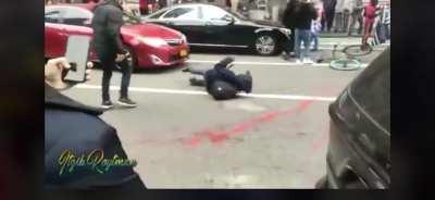 Antifa protester sucker punches Trump supporter in the head - faces instant justice.