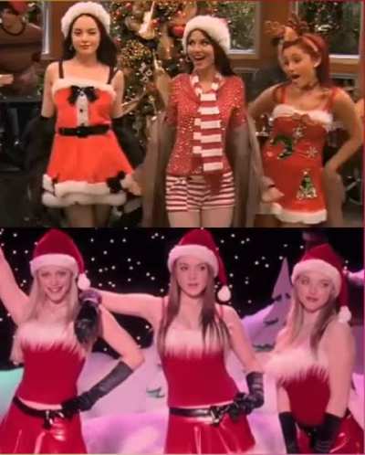 Pick a Festive Foursome: Team 1 ( Elizabeth Gillies, Victoria Justice, Ariana Grande) vs Team 2 ( Rachel McAdams, Lindsay Lohan, Amanda Seyfried)