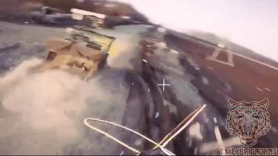 Fiber optic FPV drone strikes a Humvee on the move in Kursk in March 2025