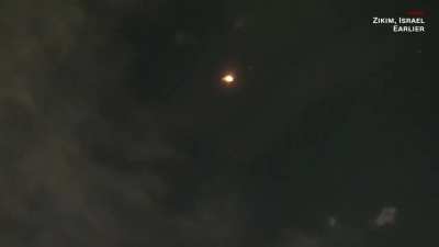 Israel’s Iron Dome missiles intercept Hamas rockets in Zikim, near Gaza