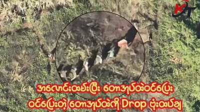 Myanmar military drones detected and engaged TNLA rebel soldiers as they advanced toward the military positions, using trenches near Gantgaw Village, Naung Cho Township, Northern Shan State. Decmber 2024