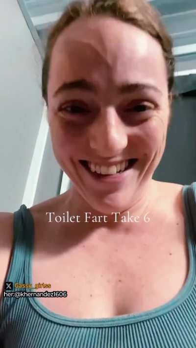 White woman rips a hole through the toilet girlfart