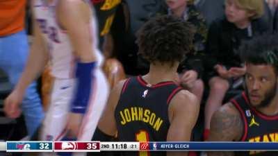 [Highlight] Trae Young with the steal, then hits Jalen Johnson in transition for an absolute hammer dunk