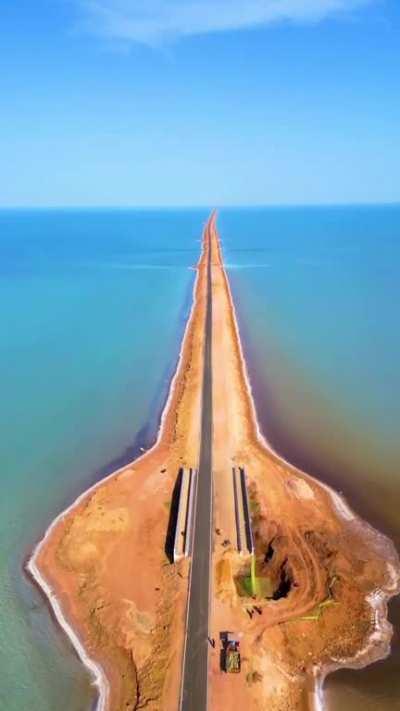 The “Road to Heaven” — Surrounded by water on both sides, making it one of the most beautiful roads in India