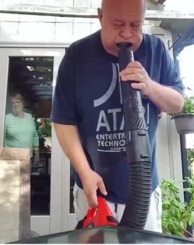 Man enjoys blowing himself