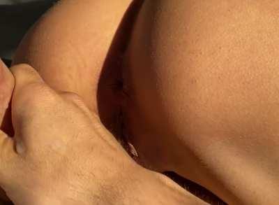 Close up creampie, you can see my partners dick pump 😈