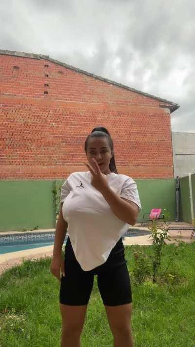 Even a shirt that big ain't hiding them