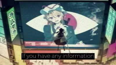 Yukari taunts Reimu in a cybernoir setting. (Watch with sound)