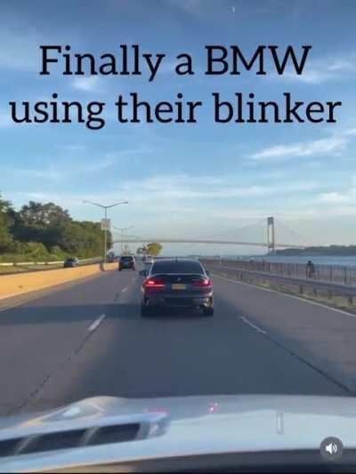 Rumor has it this is the first time a BMW driver in the wild was caught in video using a blinker.