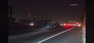 Raw footage of multi car crash on an LA Freeway.