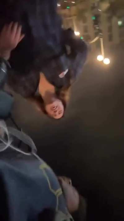 Protestor holding camera comes to young woman's aid after she was shot point-blank by LAPD while walking back to her apartment (fuck these pigs!!!)