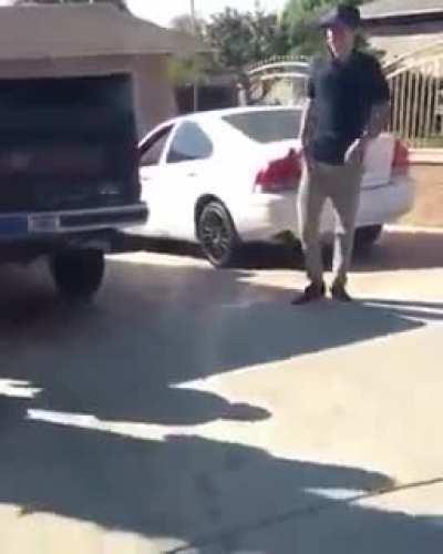 Man takes down woman in a fight