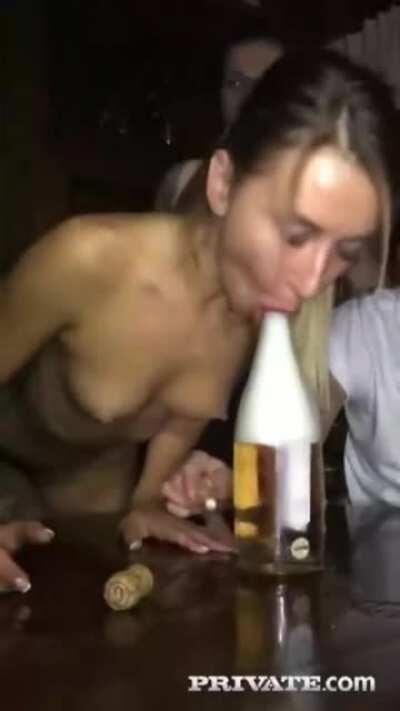 Drunk At The Party, Made The Bottle Experience An Orgasm! Pornstar Katrin Tequila