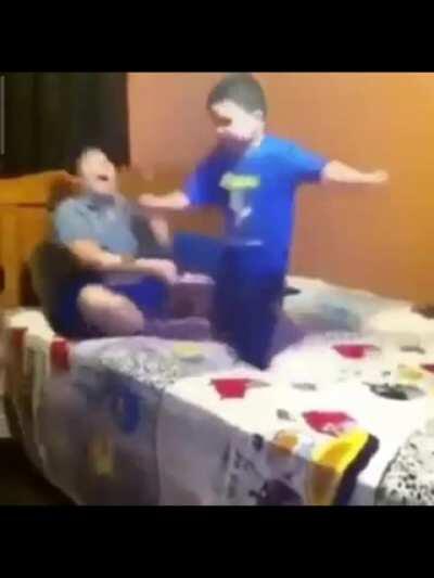 To kick the brother and run away