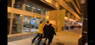 NSFW: Proud Boys members ruthlessly assault a non combative couple in the streets for 2 minutes strait. This is extremely graphic and brutal.
