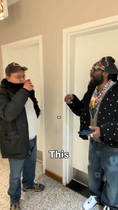 Clown blocking public restroom with racism prank