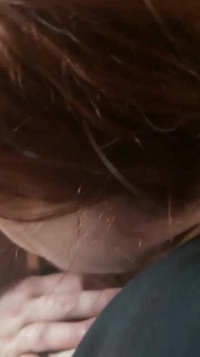 Gagging on a cock while my hubby waits downstairs