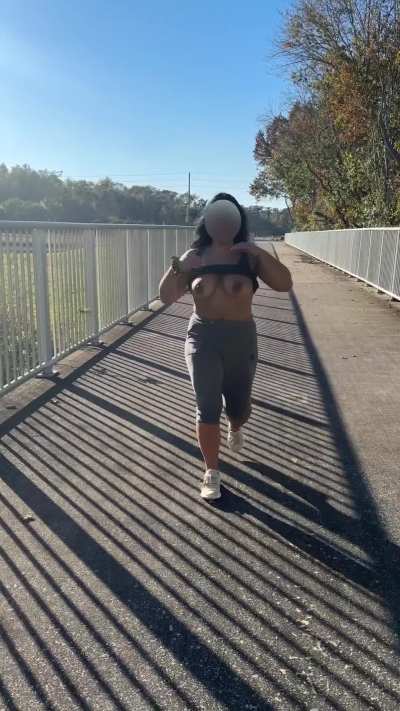 I walk down this path near my neighborhood without a bra all the time