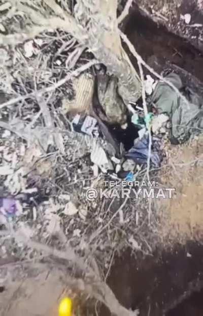 Russian soldier crawls right into a drone dropped grenade. Ukraine 2023