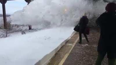 Amtrak Train collides with a track full of snow