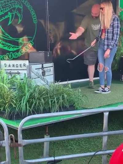 Lady opens a snakes box