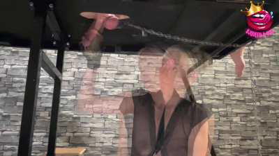 Restrained my sub in the milking table to drain his balls and ruin his orgasms