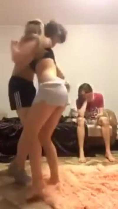 She went for his shorts first, but ended up getting wedgied and pantsed.