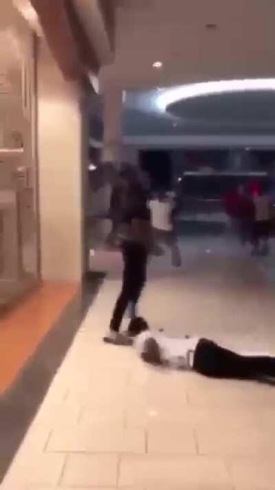 Dude on the floor gets stomped on