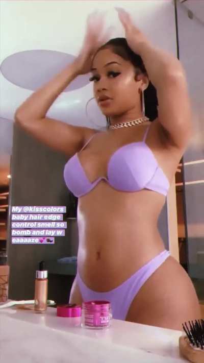 Saweetie getting ready for Live👙