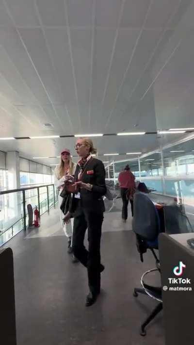 Going through an Emergency Exit at the Airport.