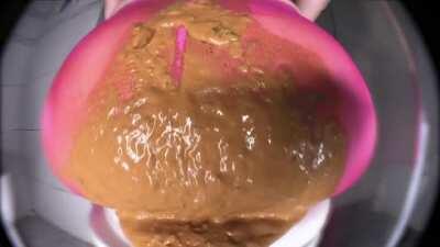 Enormous load of liquid shit in pink tights (asmr)