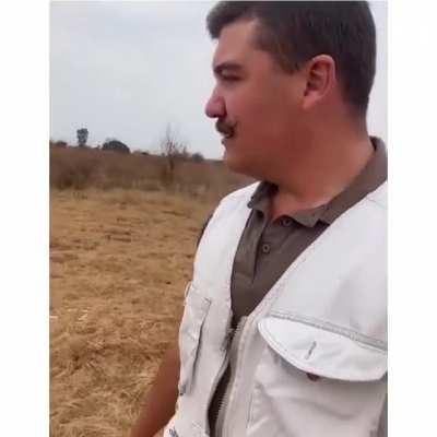 Man stops a cheetah with the force