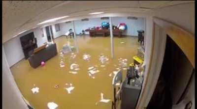 Flooded basement quickly becomes an ocean
