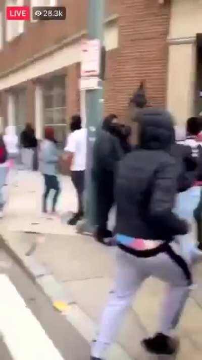 Leaving your car in traffic, so you can steal some sneakers.