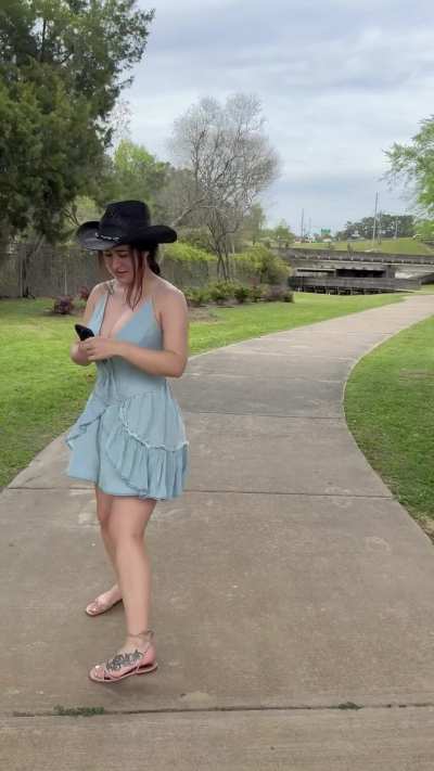 Cowgirl flashes you in public park 🤭😽