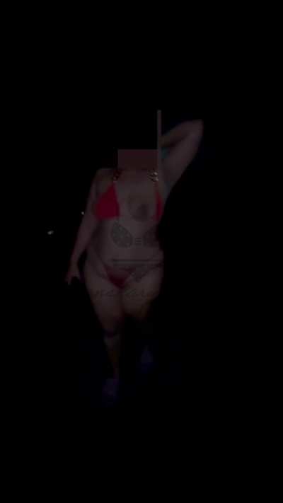Bikini dare accepted.. (hotwife) on the way to the beach night