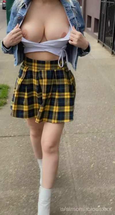 She's showing off in public.