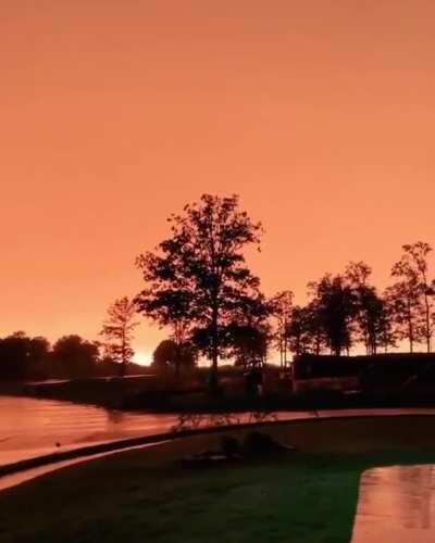 An incredible intersection between a sunset and a storm