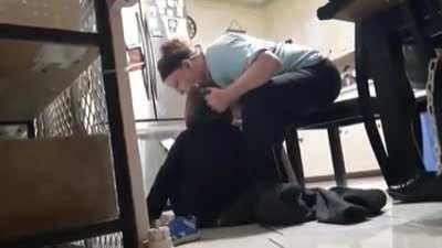 Crazy Mom manhandles her child