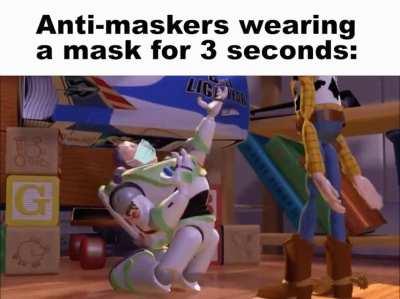 Anti-maskers wearing a mask