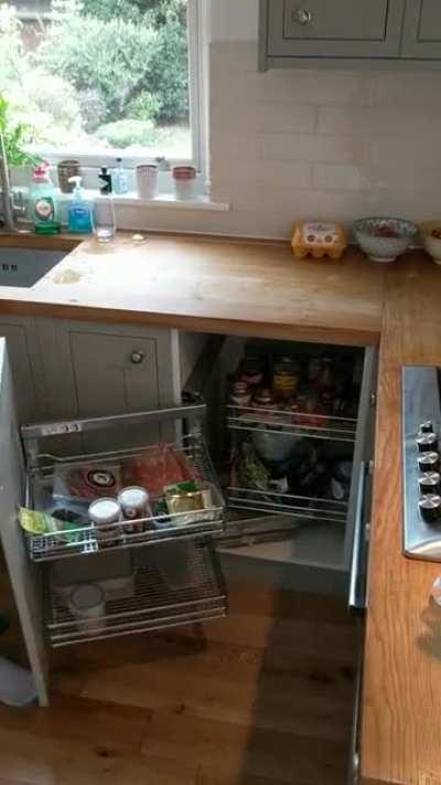 Satisfyingly and clever corner cabinet.