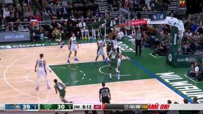 [Highlight] On the next possession after getting blocked twice by Isaac, Giannis plays bully ball and dunks on top of him!