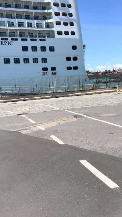 Norwegian Epic tears mooring bollards off dock during heavy winds