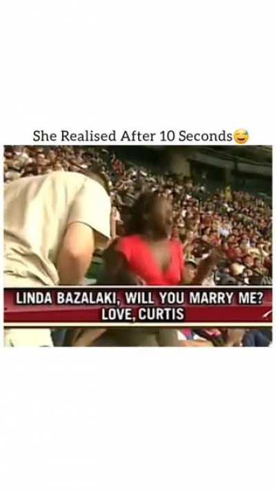 She realised after 10 seconds.