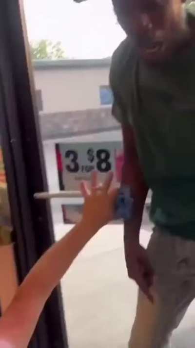 Dude beats up a deserving women at a 711. Her Husband gets bitched on.