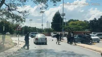 an Ambulance Crashed into car at high speed in Lusaka