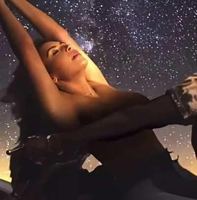 Kim bouncing in the “Bound 2” music video