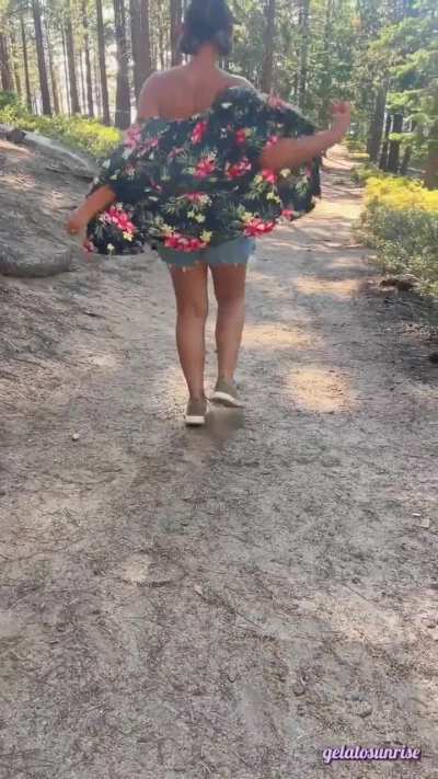 i hiked the trail and flashed my boobs for the wild kick