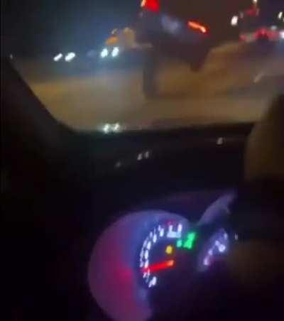 The wheel on the truck goes....