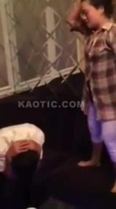 A Wife is Caught on Camera Beating Her Husband in Front of Their Kid